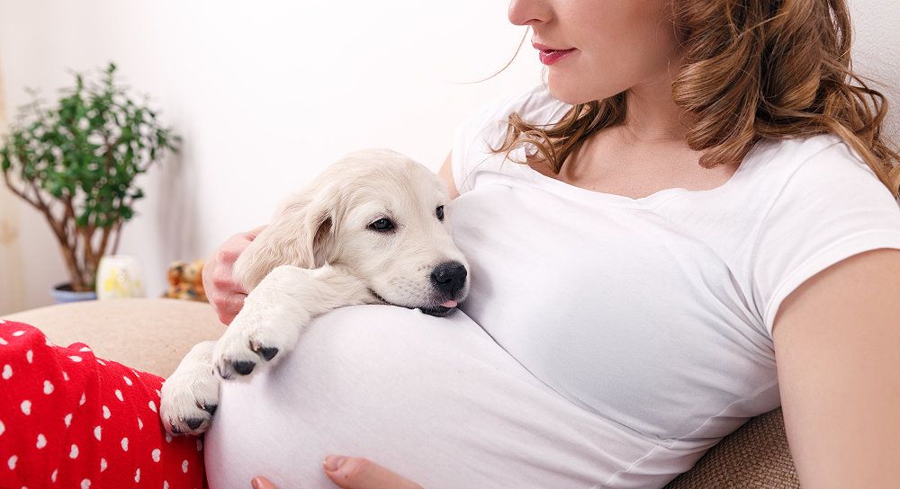 Schwangere mit Hund