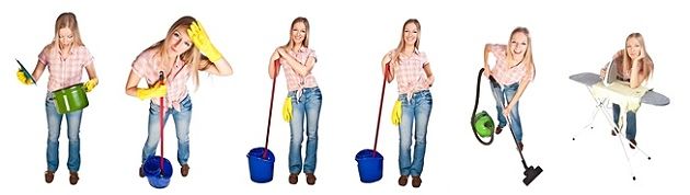 Eine Frau beim Putzen